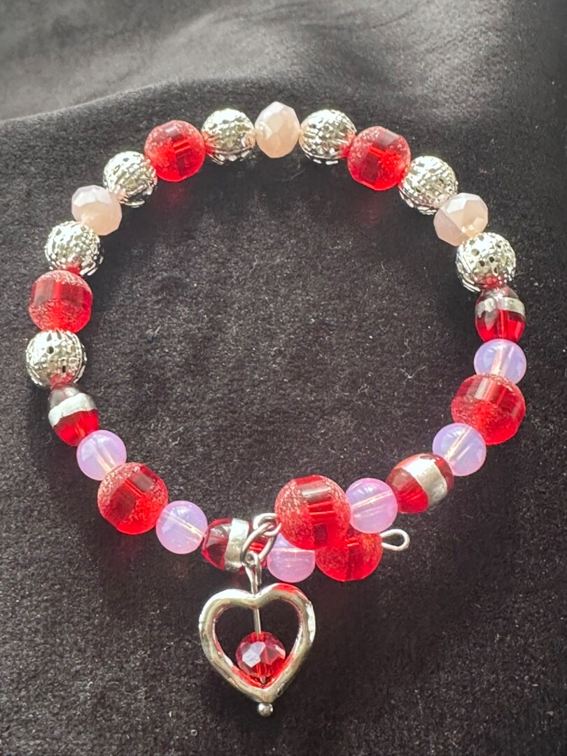 Heart Charm Cuff Style Beaded Bracelet MakerPlace by Michaels